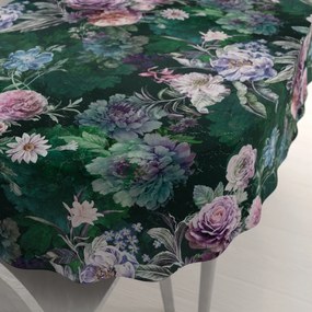 Biante Dekoračný oválny obrus Parma PM-114 Fialové kvety na tmavo zelenom 100x160 cm