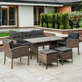 Veľká ratanová súprava v štýlovej hnedej farbe