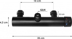 Erga Erga, nástenná sprchová batéria s horným 3/4" pripojením sprchového stĺpu, čierna matná, ERG-YKA-BW.FL-BLK
