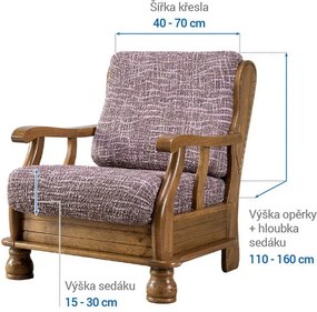 Bielastické poťahy GRAFITI NOVÉ gaštanovo hnedé kreslo s drevenými rúčkami (š. 40 - 70 cm)