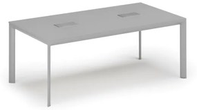 Stôl INVITATION 2000 x 1000 x 740, sivá + 2x stolná zásuvka TYP V, strieborná