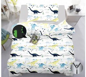 Svietiace bavlnené obliečky DINO biele Rozmer obliečky: 70 x 90 cm | 140 x 200 cm