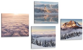 Set obrazov zimná príroda s oblakmi Varianta: 4x 40x40