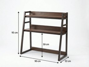 Polica na stôl VERTEX 90x95 cm, čierna / dekor orech