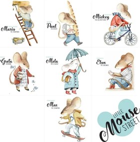 Samolepka do detskej izby malá pouličná myš sada