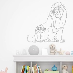 Veselá Stena Samolepka Mufasa a Simba Leví kráľ Farba: šedá, Veľkosť: 100 x 101 cm