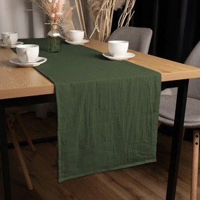 Biante Ľanový behúň na stôl LEN-020 Khaki zelený 35x140 cm