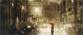 Obraz - Žena za daždivej noci (120x50 cm)