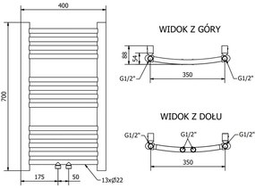Mexen Ares, elektrické vykurovacie teleso 700 x 400 mm, 300 W, zlatá lesklá, W102-0700-400-2300-50