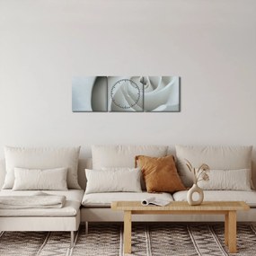 Obraz - Biela ruža (s hodinami) (90x30 cm)