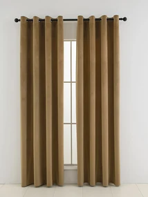 Zamatové zatemňovacie závesy Cesar hnedé - 140 x 180 cm (2ks) - krúžky