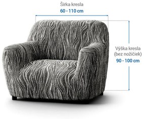 Bielastické poťahy UNIVERSO NOVÉ žíhané čiernobiele kreslo (š. 60 - 110 cm)