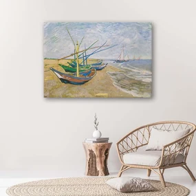 Gario Obraz na plátne Rybárske člny na pláži v Saintes Maries de la Mer - Vincent van Gogh, reprodukcia Rozmery: 100 x 70 cm
