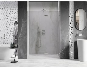 Mexen, Mexen Lunar L Otočné pravé sprchové dvere 130 cm, transparentné, brúsený nikel - 834L-130-000-97-00-P