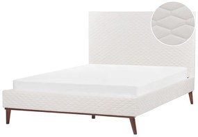 Zamatová posteľ 160 x 200 cm krémová biela BAYONNE Beliani