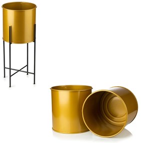KOVOVÝ KVETINÁČ SO STOJANOM GLAMOUR 55X24 CM ZLATÁ/ČIERNA