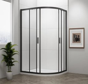 Polysan Polysan, EASY BLACK štvrťkruhová sprchová zástena 900x800mm, L/R, čire sklo, EL2815B
