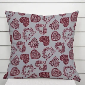 Biante Dekoračná obliečka na vankúš PML-095 Vínové srdcia na sivom 45 x 45 cm