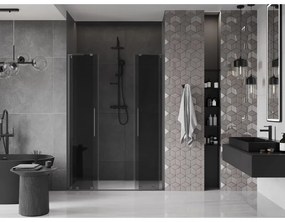 Mexen Velar L Duo, posuvné sprchové dvere do otvoru 160 cm, 8mm šedé sklo, brúsený grafit, 871-160-003-42-95