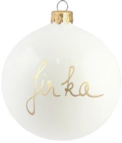 Vianočná guľa s menom bielá