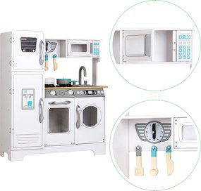 Drevená kuchynka ECOTOYS veľká s príslušenstvom (rúra, mikrovlnka, chladnička, práčka)