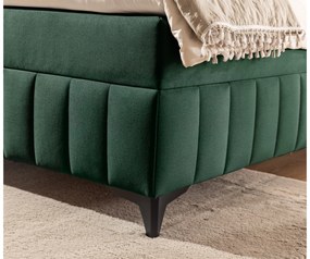 Posteľ Boxspring Wasil 160x200 s úložným priestorom - zelený hydrofóbny zamat Element 12
