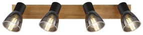 Globo 54307-4W - Bodové svietidlo CLAUDE 4xE14/40W/230V čierna/drevo