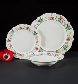 Porcelánová tanierová súprava Rosalia - elegantný porcelán s jemným kvetinovým motívom