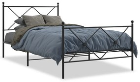 Kovový rám postele s čelom a podnožkou čierny 107x203 cm 376516