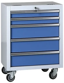 Pojazdný dielenský box na náradie EXPERT, 5 zásuviek, 645 x 460 x 860 mm