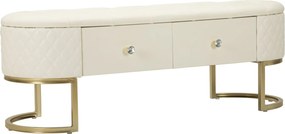 Lavica Sharon 120 cm s úložným priestorom ekokoža biela/zlatá