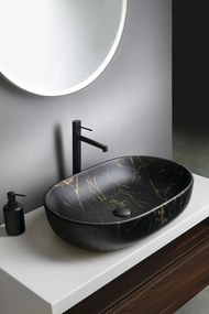 Sapho Sapho, CALEO keramické umývadlo na dosku, 60x42cm, mramor portoro, CA590PT