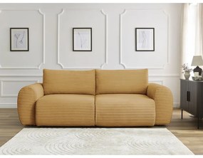 Menčestrová rozkladacia pohovka v horčicovej farbe 257 cm Lucien – Bobochic Paris
