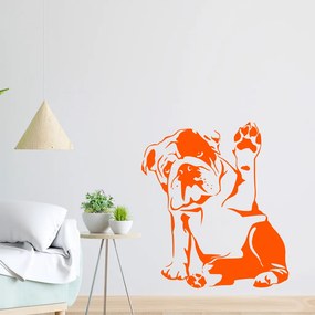 Veselá Stena Samolepka Buldog Farba: oranžová, Veľkosť: 80 x 71 cm
