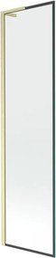 Mexen Next L, 1-krídlová vaňová zástena 50 x 150 cm, 6mm číre sklo-čierny vzor, zlatý matný profil, 895-050-000-03-70-55