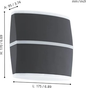 Eglo 96007 - LED Vonkajšie nástenné svietidlo PERAFITA 2xLED/6W