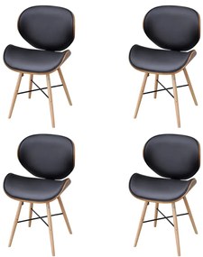 Jedálenské stoličky 4 ks, ohýbané drevo a umelá koža