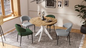 RENZO Dub Wotan/biela noha - OKRÚHLY STÔL Ø110 ROZKLADACÍ DO 180 cm | DO KUCHYNE JEDÁLNE OBÝVAČKY RETRO