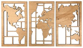 Veselá Stena Drevená nástenná dekorácia Mapa sveta