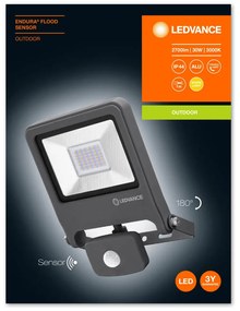 LED reflektor 30W 2700lm 3000K IP44 sivý so senzorom pohybu LEDVANCE Floodlight Endura