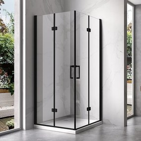 BPS-koupelny Štvorcový sprchový kút KZ08D BL 100x100 čierna/transparent + vanička SXL02C BL čierna