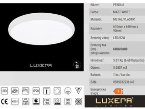 Pamäťová stropnica Luxera LED PENDLA 18410 Ø61 62W
