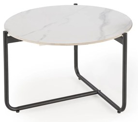 Konferenční stolek Acuna 60 cm bílý mramor/černý