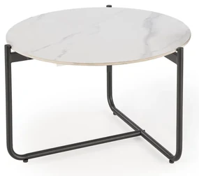 Konferenční stolek Acuna 60 cm bílý mramor/černý