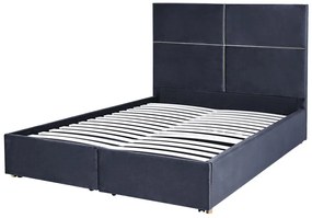 Zamatová posteľ s úložným priestorom 140 x 200 cm čierna VERNOYES Beliani