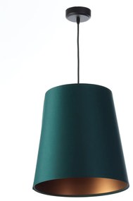TEXTILO Moderné závesné svietidlo BELL, 1xE27, 40W, zelené, medené