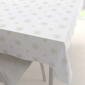 Biante Teflónový obdĺžnikový obrus TF-119 Vianočné béžové vločky na bielom 100x140 cm