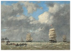 Sklenený obraz - Eugène Boudin, Le Havre, reprodukcia (70x50 cm)