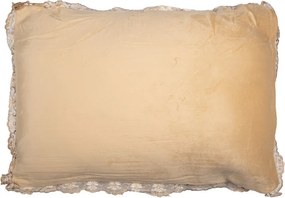 Béžový polštář s květy a krajkou Baroque - 70*50*6 cm