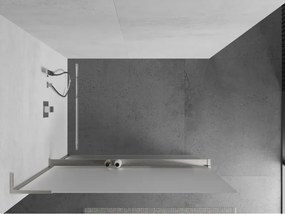 Mexen Kioto+ L, sprchová zástena Walk-In s poličkou a vešiakom 90 x 200 cm, 8mm sklo námraza, brúsená oceľ profil, 800-090-123-97-30